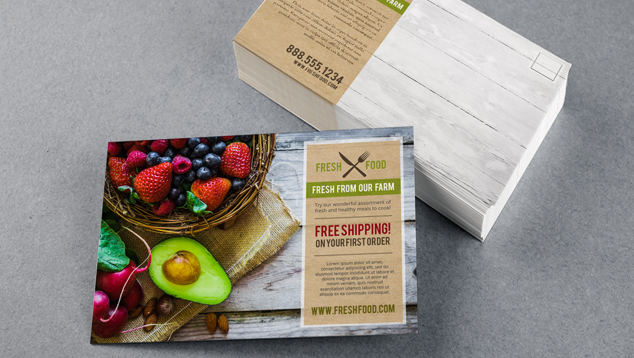 Food industry postcard marketing design