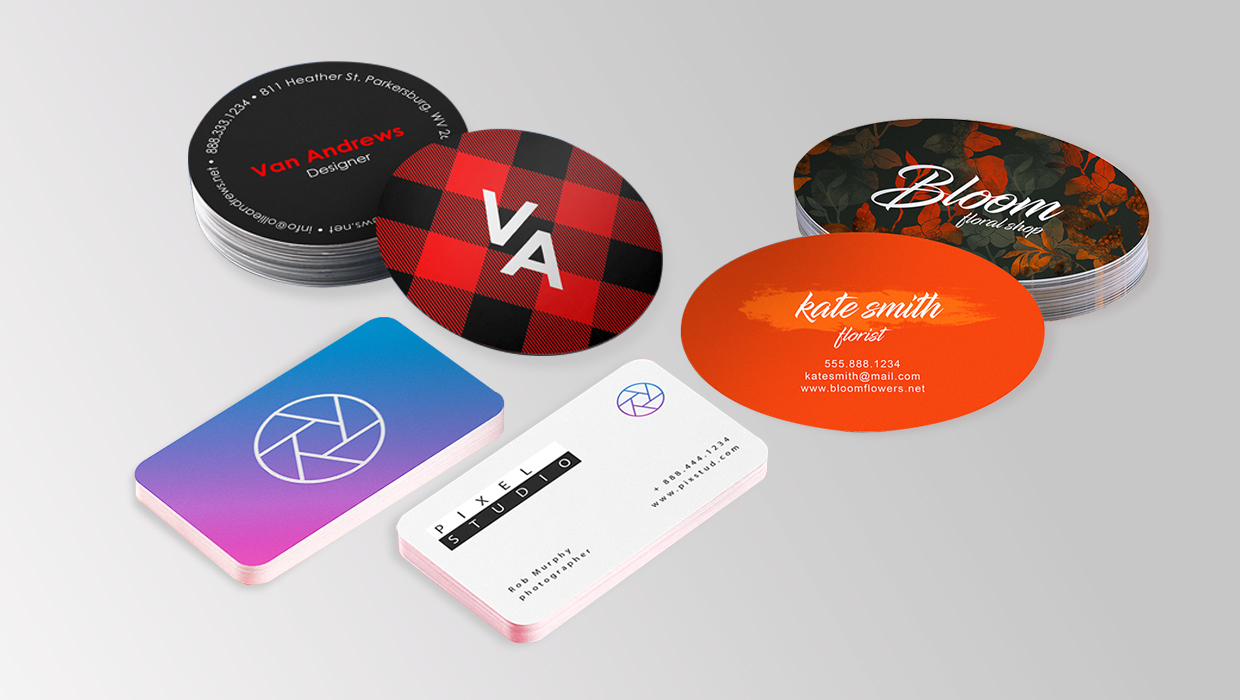 Set of die-cut business card designs