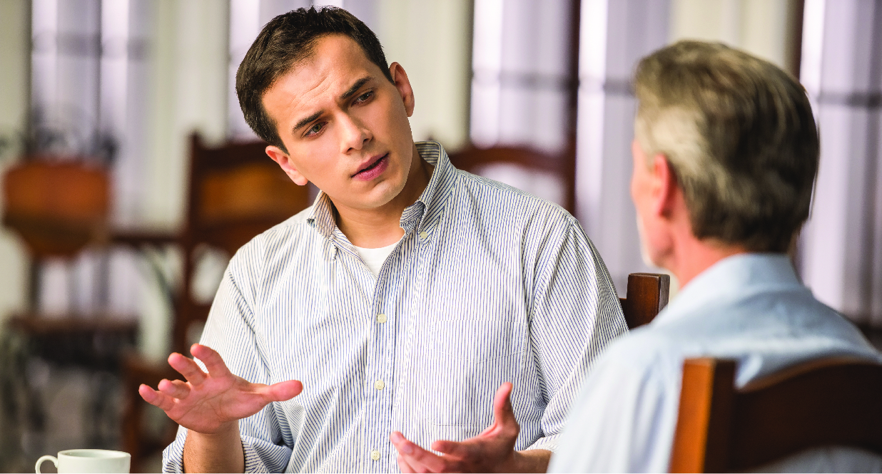 Businessman talking to a potential investor