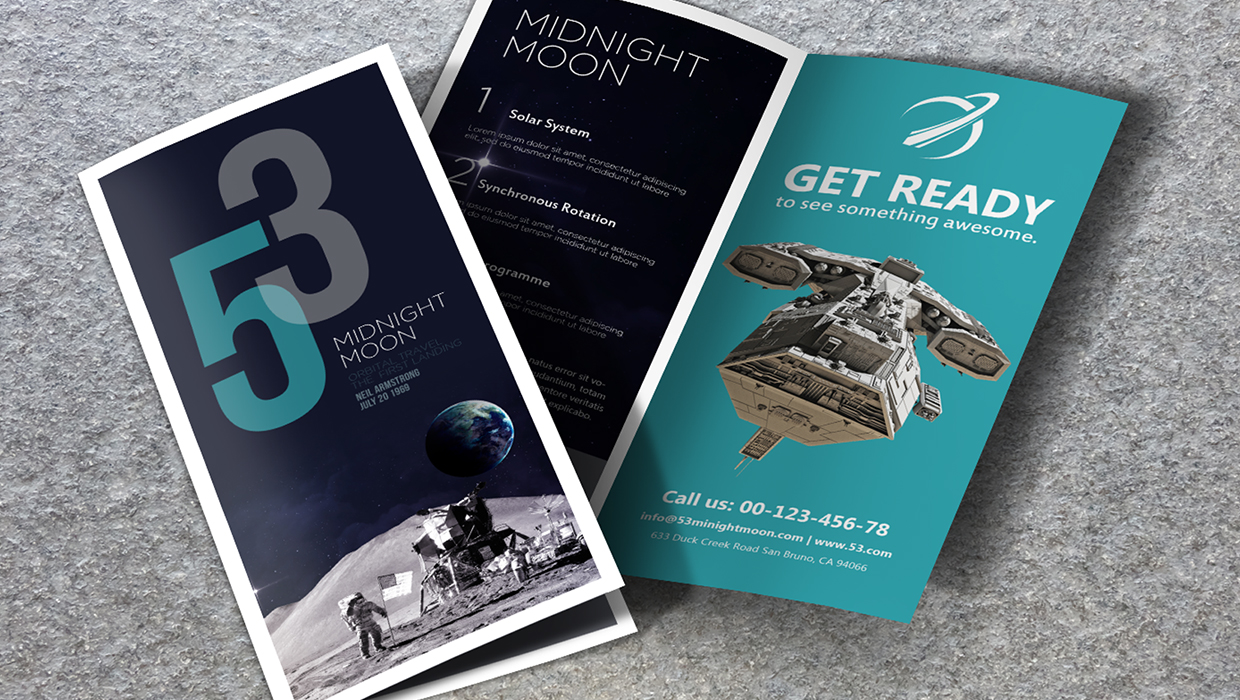 Space-themed minimalist brochure design