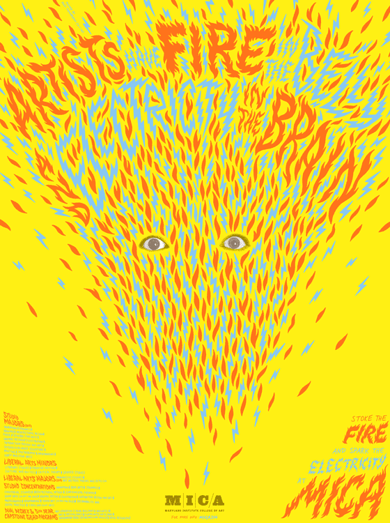 Maryland Institute College of Art - Yellow fire poster