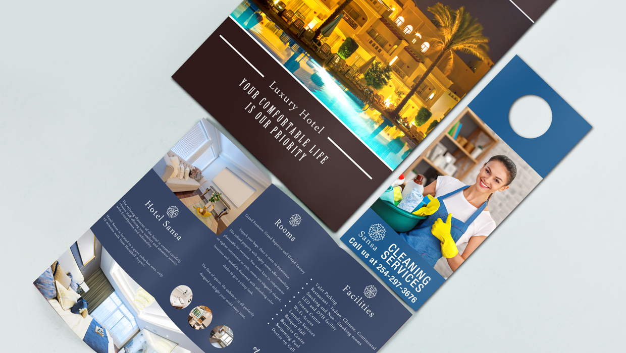 a selection of hotel print materials