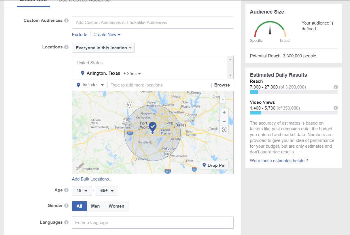 Custom Facebook audience