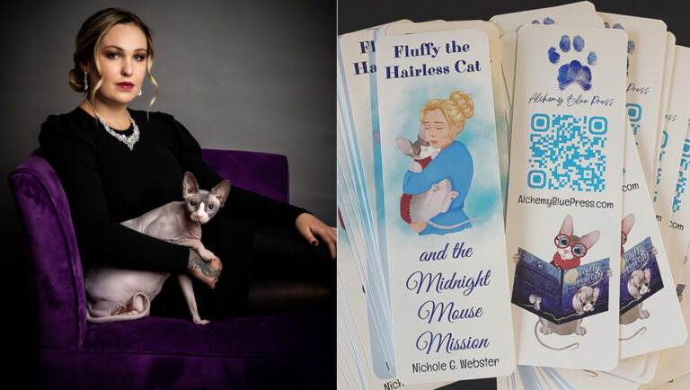 Author Nichole G. Webster with her beloved Sphynx, Fluffy.