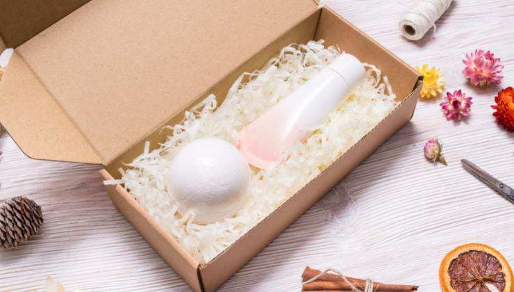 cosmetic products in a custom box