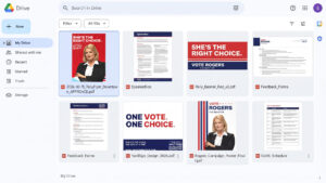 Google Drive grid displaying campaign PDF documents
